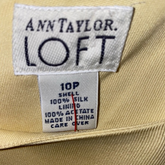 100% SILK | ANN TAYLOR LOFT VINTAGE | Yellow Sleeveless Square Neck Sheath dress - Picture 9 of 9
